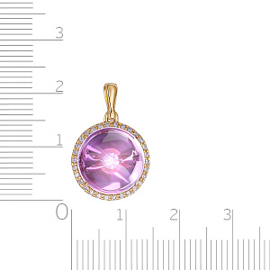 Подвеска из желтого золота с бриллиантами, аметистом
