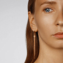 Серьги с английским замком из красного золота с фианитом, плетение якорное