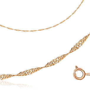 Цепь автомат из красного золота, плетение двойное панцирное