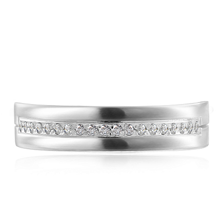 Кольцо обручальное из белого золота с бриллиантами