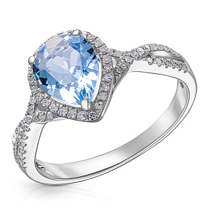 Кольцо из белого золота с аквамарином