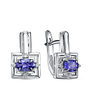 Серьги из белого золота с бриллиантами, танзанитами
