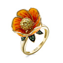 Кольцо из желтого золота с изумрудами