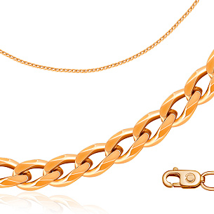 Цепь автомат из красного золота, плетение панцирное