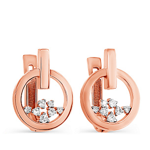 Серьги с английским замком из красного золота с бриллиантами
