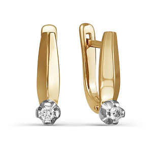 Серьги из красного золота с бриллиантом