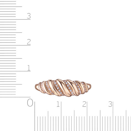 Кольцо из красного золота с фианитом