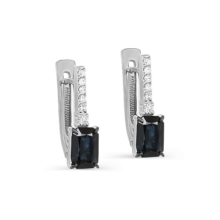 Серьги с английским замком из белого золота с бриллиантами