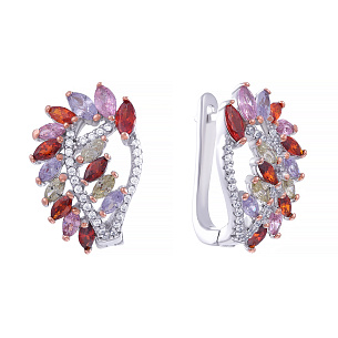 Серьги с английским замком из серебра с фианитом