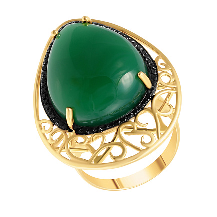 Кольцо из желтого золота с агатом