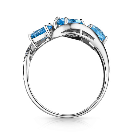 Кольцо из серебра с топазом, фианитом