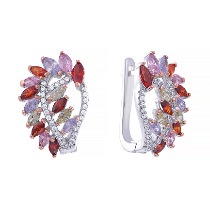 Серьги с английским замком из серебра с фианитом