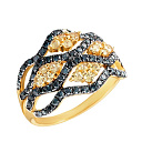 Кольцо из желтого золота с сапфирами