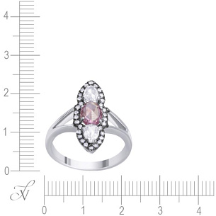 Кольцо из белого золота с бриллиантами, сапфиром