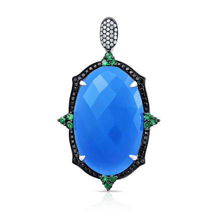 Подвеска из белого золота с бриллиантами, агатом