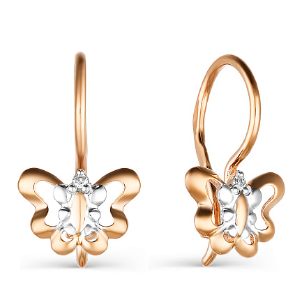 Серьги детские из красного золота