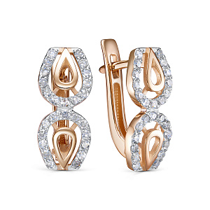 Серьги с английским замком из красного золота с бриллиантами