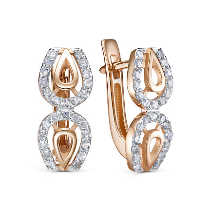 Серьги с английским замком из красного золота с бриллиантами