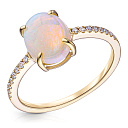 Кольцо из желтого золота с бриллиантами, опалом