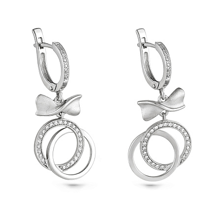 Серьги с английским замком из серебра с фианитами