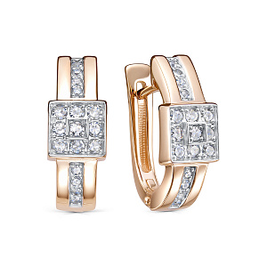 Серьги с английским замком из красного золота с бриллиантами