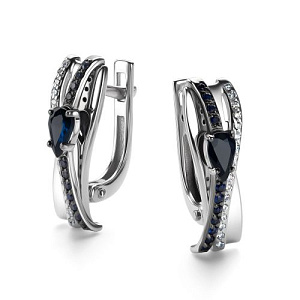 Серьги с английским замком из белого золота с бриллиантами