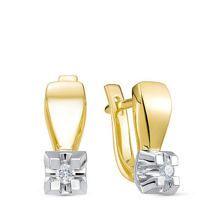 Серьги из желтого золота с бриллиантами