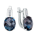 Серьги из белого золота с бриллиантами, топазами