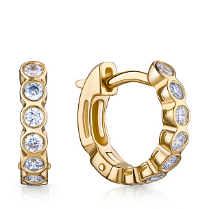 Серьги Конго из желтого золота с фианитом