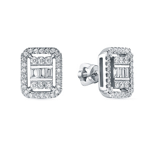 Серьги из белого золота с бриллиантом