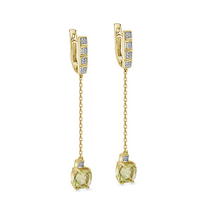 Серьги с английским замком из желтого золота с бриллиантами