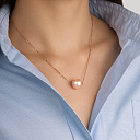 Колье из красного золота с жемчугом, плетение якорное