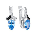 Серьги с английским замком из серебра с фианитами