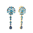 Серьги из желтого золота с сапфирами, топазами