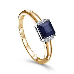 Кольцо из красного золота с сапфиром