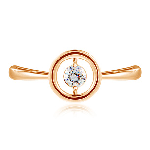 Кольцо из красного золота с фианитом