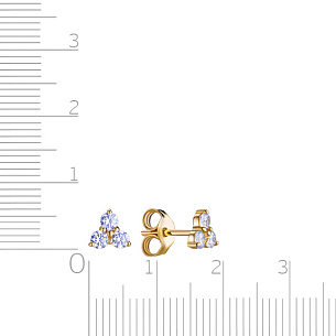 Серьги Пусеты из желтого золота с фианитом