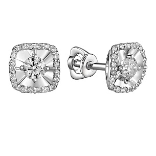 Серьги из белого золота с бриллиантом