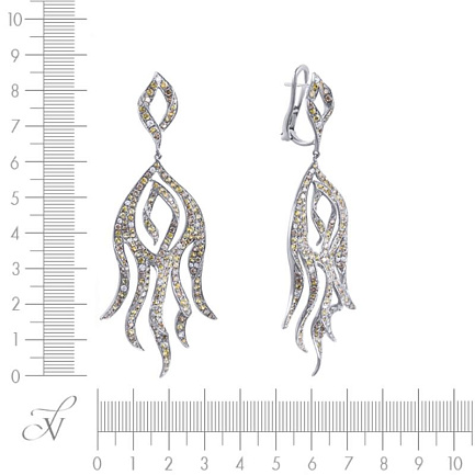 Серьги из золота с бриллиантами, сапфирами