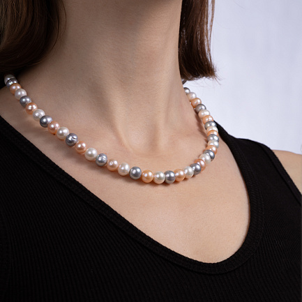 Бусы из красного золота с жемчугом