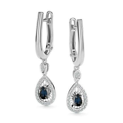 Серьги с английским замком из белого золота с бриллиантами