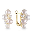 Серьги с английским замком из желтого золота с жемчугом