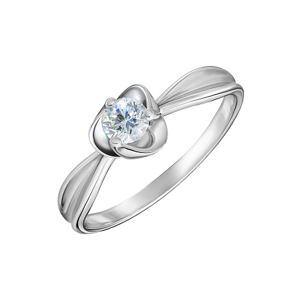 Кольцо помолвочное из белого золота с бриллиантом