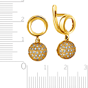 Серьги с английским замком из желтого золота с бриллиантами