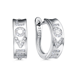 Серьги с английским замком из серебра с фианитом