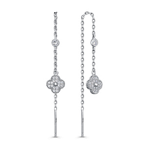 Серьги с английским замком из серебра с фианитом