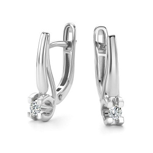 Серьги с английским замком из белого золота с бриллиантами
