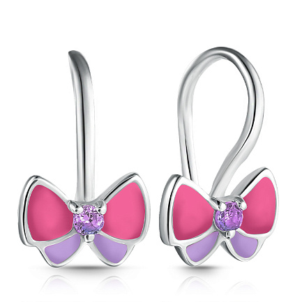 Серьги детские из серебра с фианитом