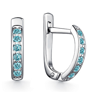 Серьги с английским замком из серебра с фианитом