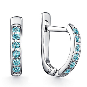 Серьги с английским замком из серебра с фианитом